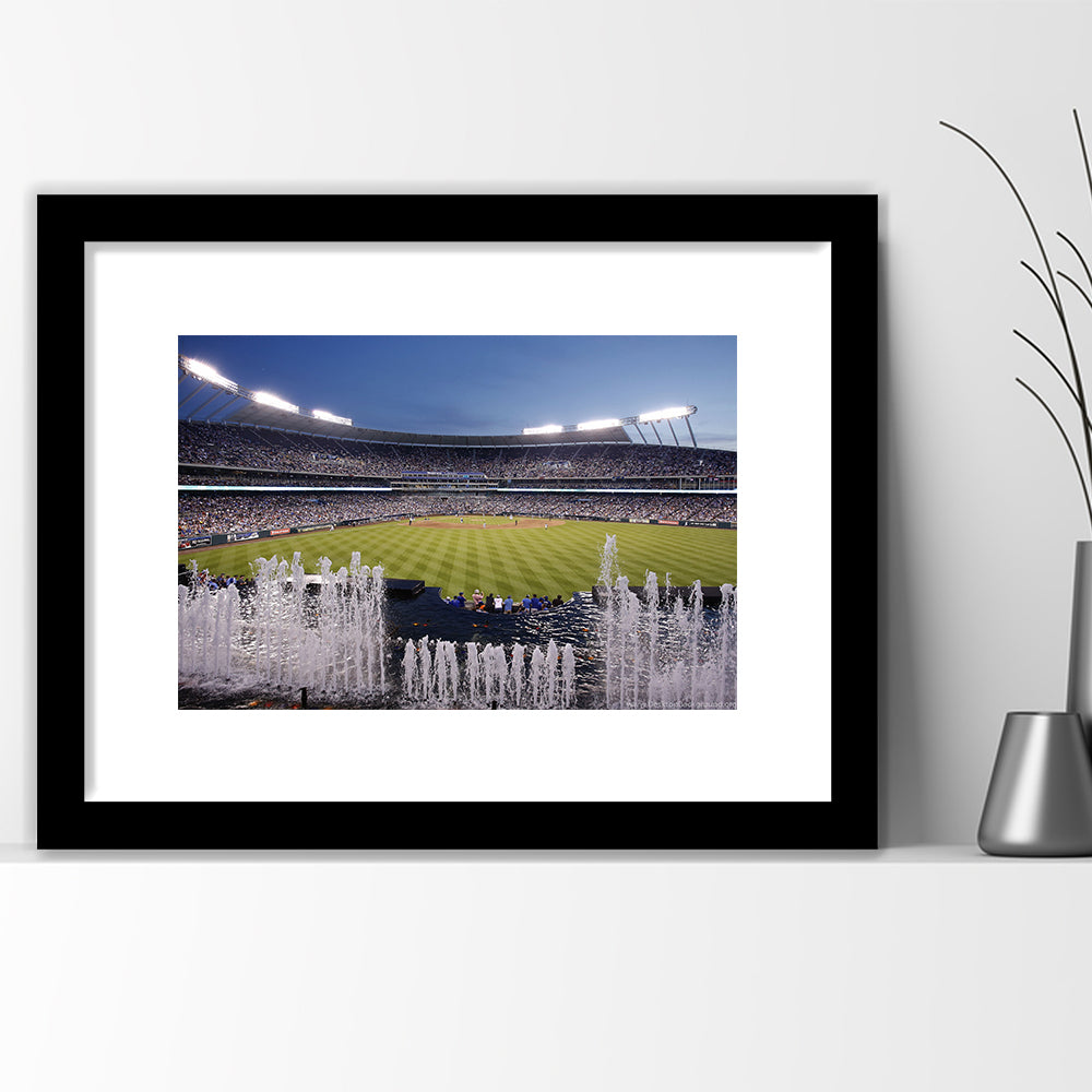 Kauffman Stadium in Kansas City, Stadium Canvas, Sport Art, Gift for him, White Border Framed Art Print Wall Decor