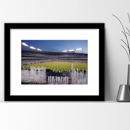 Kauffman Stadium in Kansas City, Stadium Canvas, Sport Art, Gift for him, White Border Framed Art Print Wall Decor