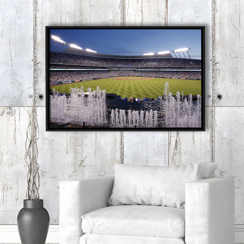 Kauffman Stadium in Kansas City, Stadium Canvas, Sport Art, Framed Canvas Print Wall Art, Floating Frame