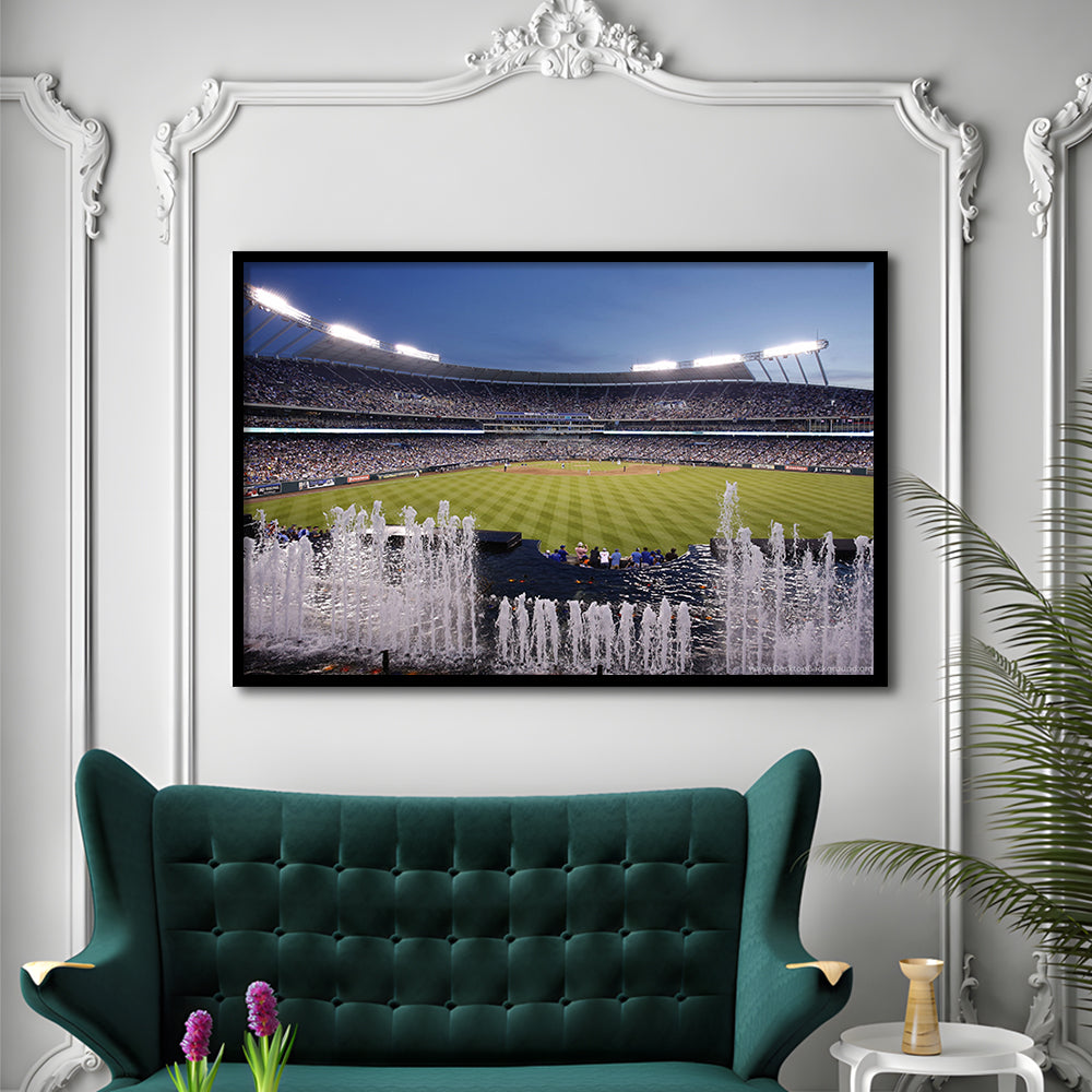 Kauffman Stadium in Kansas City, Stadium Canvas, Sport Art, Gift for him, Framed Art Print Wall Decor, Picture Framed