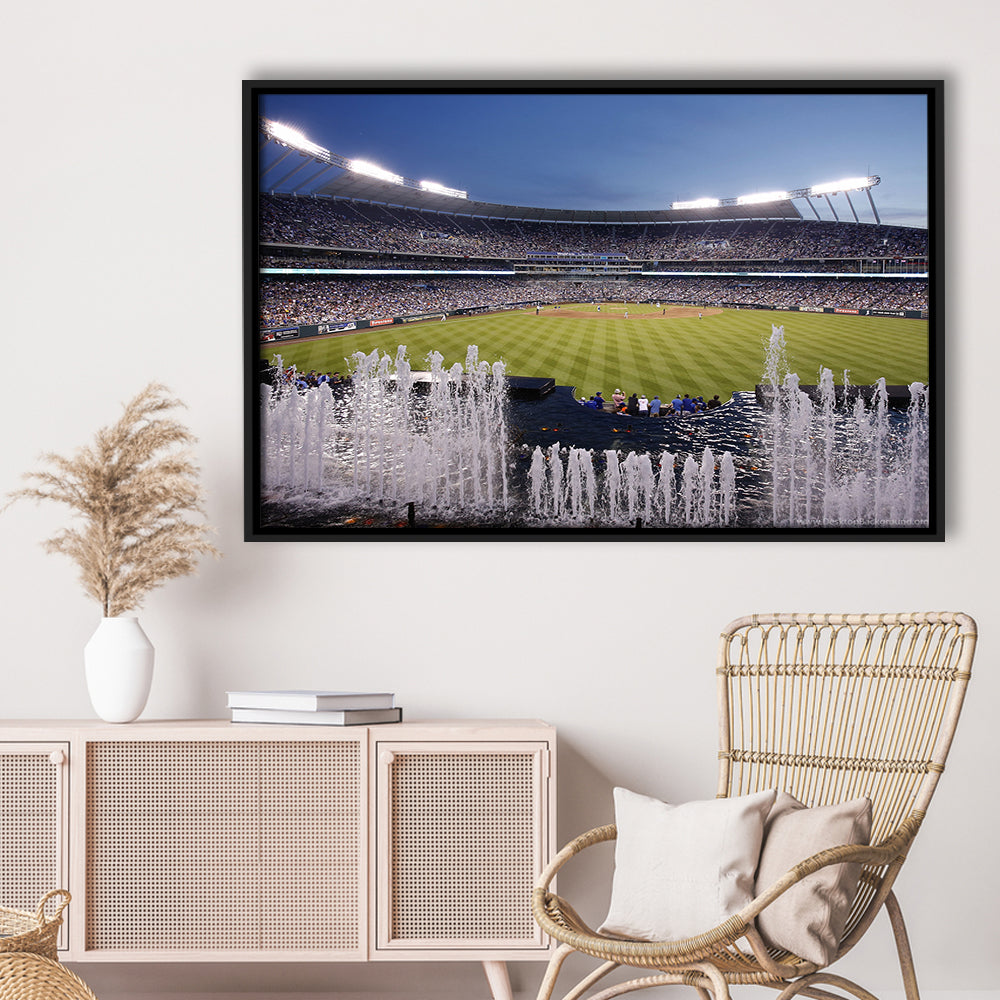 Kauffman Stadium in Kansas City, Stadium Canvas, Sport Art, Framed Canvas Print Wall Art, Floating Frame