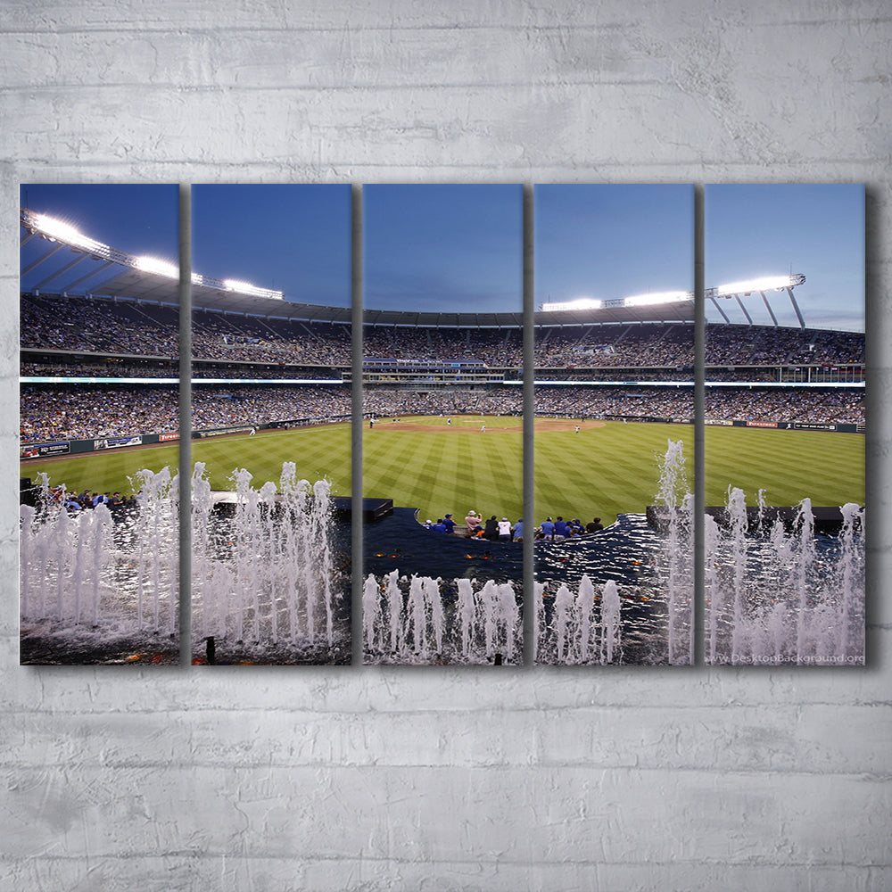 Kauffman Stadium in Kansas City, Stadium Canvas, Sport Art, 5 Panel B, Extra Large Canvas, Canvas Print Wall Art