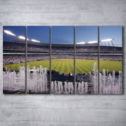 Kauffman Stadium in Kansas City, Stadium Canvas, Sport Art, 5 Panel B, Extra Large Canvas, Canvas Print Wall Art