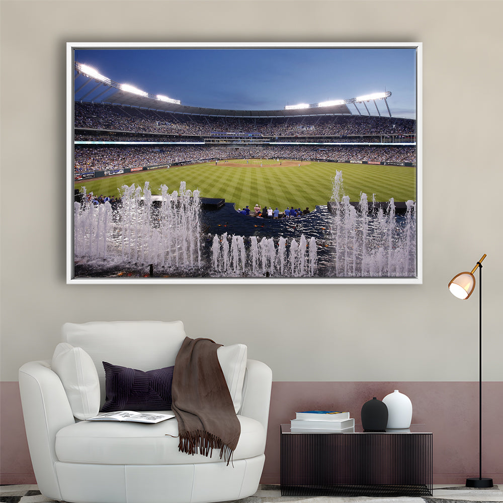 Kauffman Stadium in Kansas City, Stadium Canvas, Sport Art, Framed Canvas Print Wall Art, Floating Frame