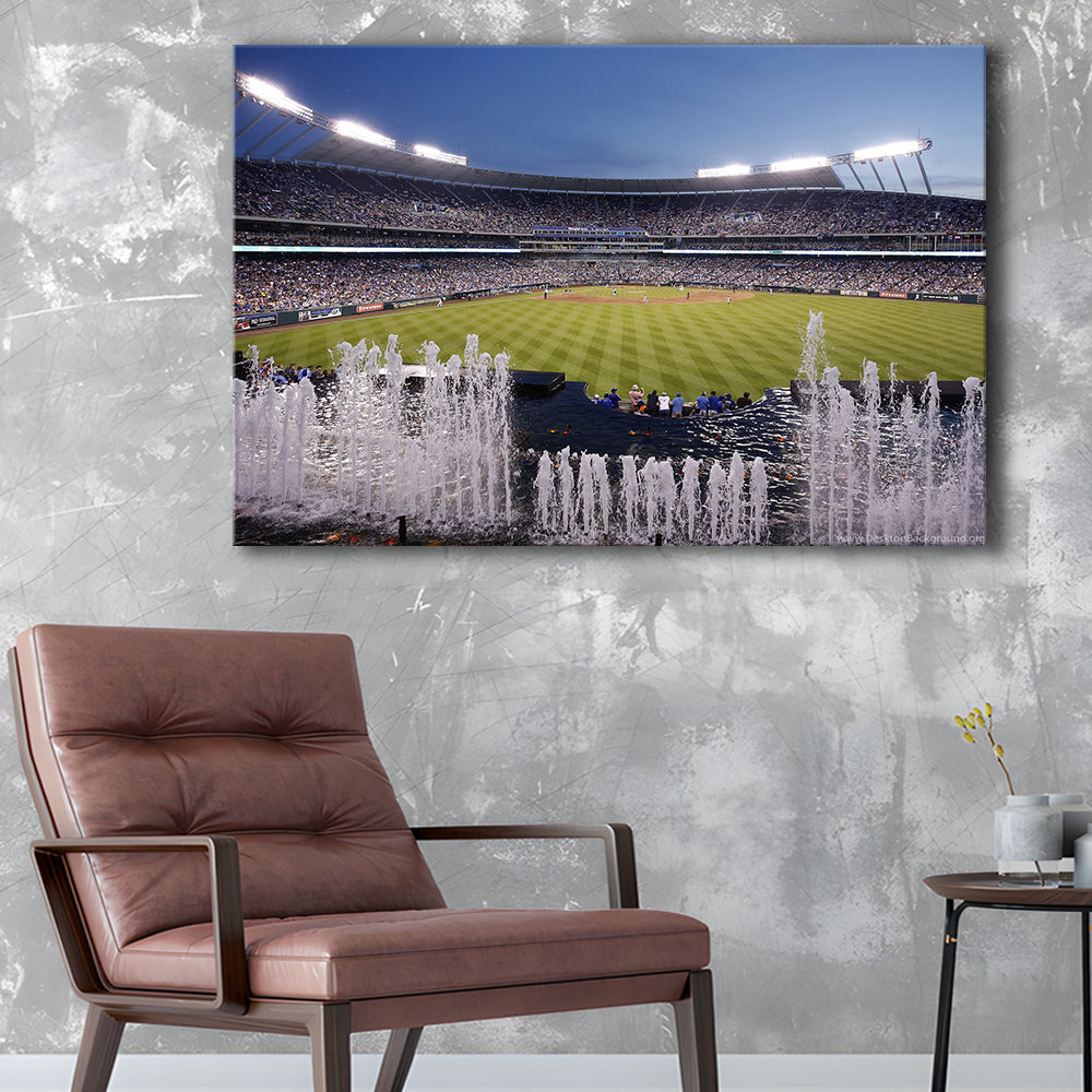 Kauffman Stadium in Kansas City, Stadium Canvas, Sport Art, Gift for him, Man Cave Decor, Art Print, Canvas Print Wall Art