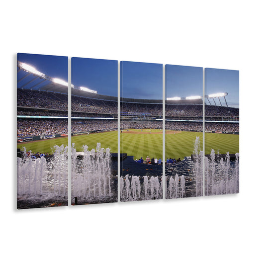 Kauffman Stadium in Kansas City, Stadium Canvas, Sport Art, 5 Panel B, Extra Large Canvas, Canvas Print Wall Art