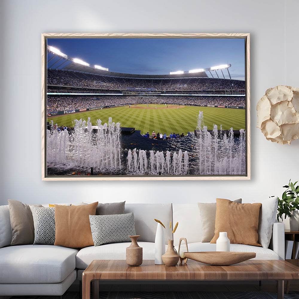 Kauffman Stadium in Kansas City, Stadium Canvas, Sport Art, Framed Canvas Print Wall Art, Floating Frame