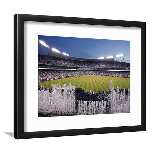 Kauffman Stadium in Kansas City, Stadium Canvas, Sport Art, Gift for him, White Border Framed Art Print Wall Decor