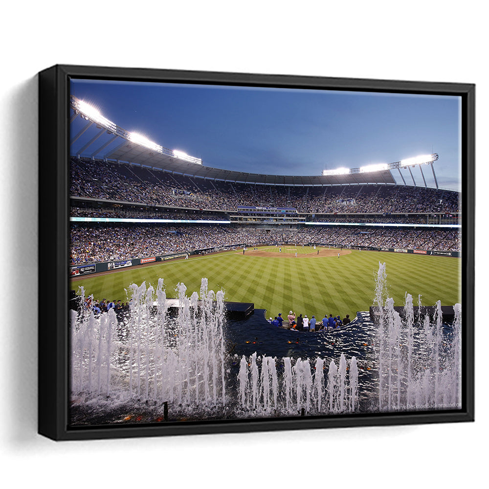 Kauffman Stadium in Kansas City, Stadium Canvas, Sport Art, Framed Canvas Print Wall Art, Floating Frame