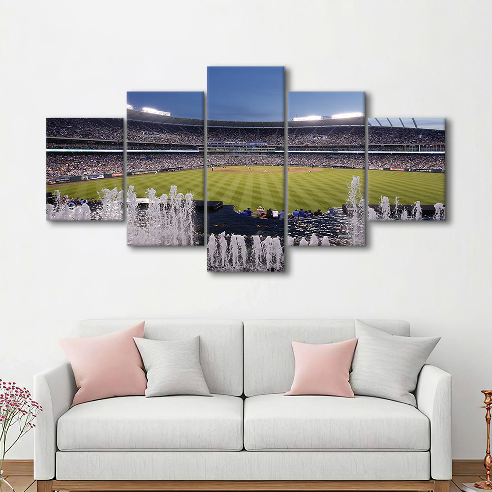Kauffman Stadium in Kansas City, Stadium Canvas, Sport Art, Gift for him, 5 Panel, Large Canvas, Canvas Print Wall Art