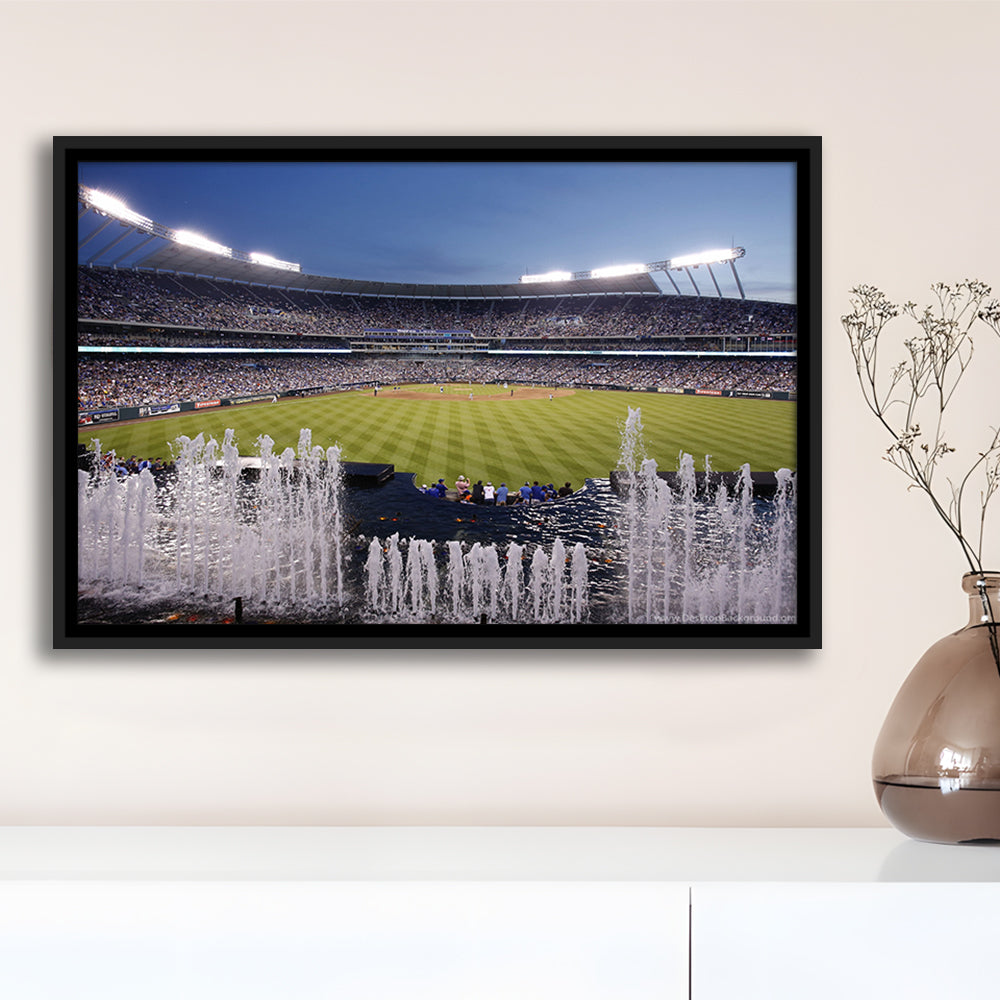 Kauffman Stadium in Kansas City, Stadium Canvas, Sport Art, Framed Canvas Print Wall Art, Floating Frame