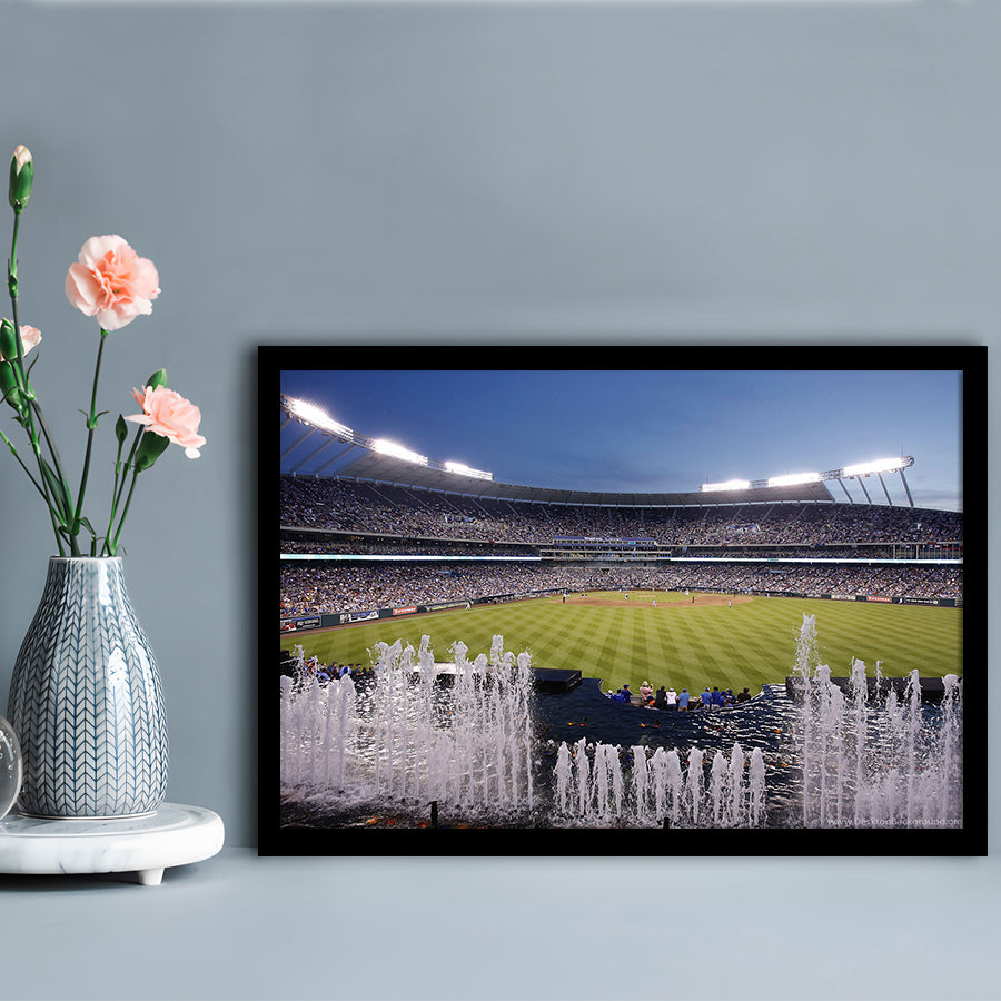 Kauffman Stadium in Kansas City, Stadium Canvas, Sport Art, Gift for him, Framed Art Print Wall Decor, Picture Framed