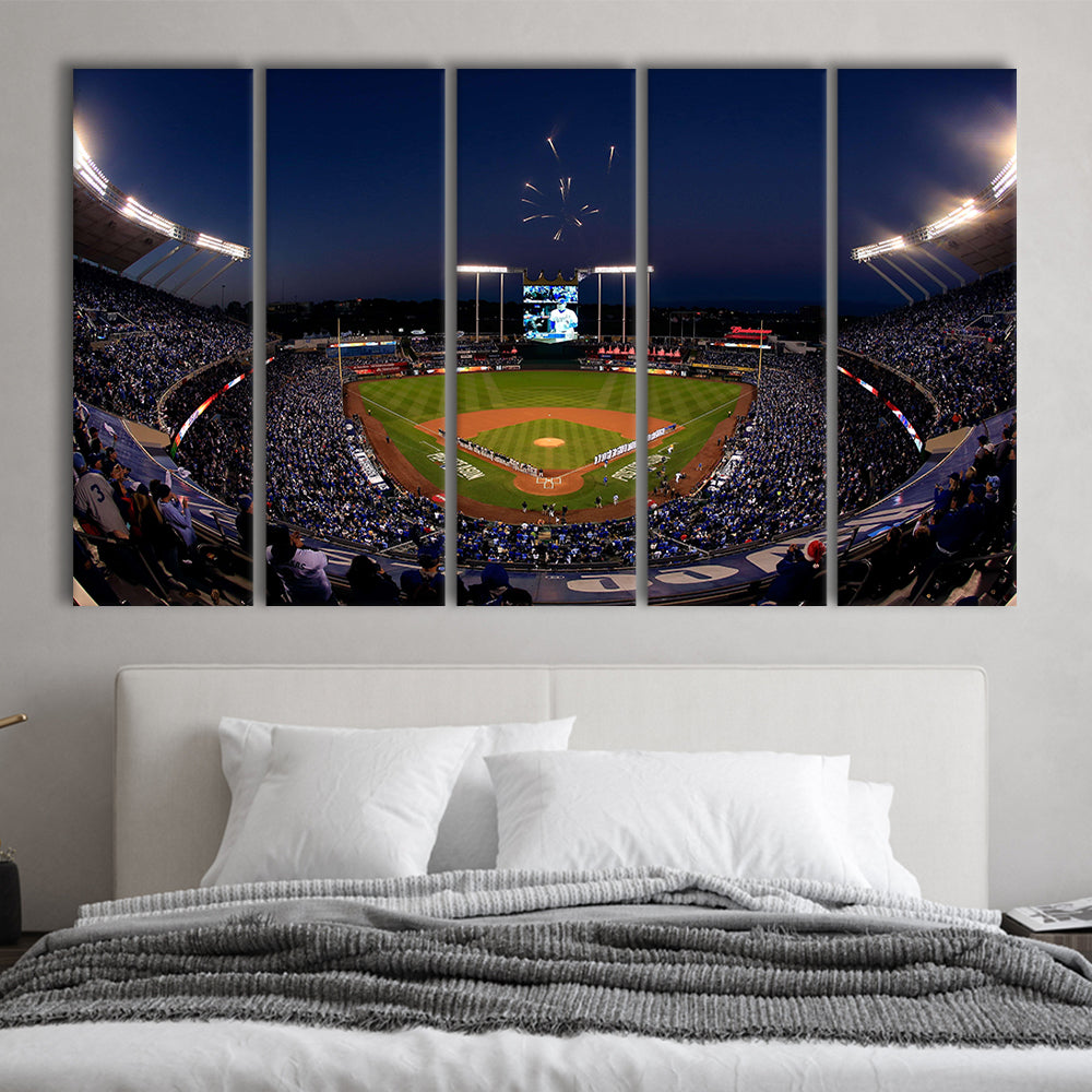 Kauffman Stadium in Missouri, Stadium Canvas, Sport Art, 5 Panel B, Extra Large Canvas, Canvas Print Wall Art