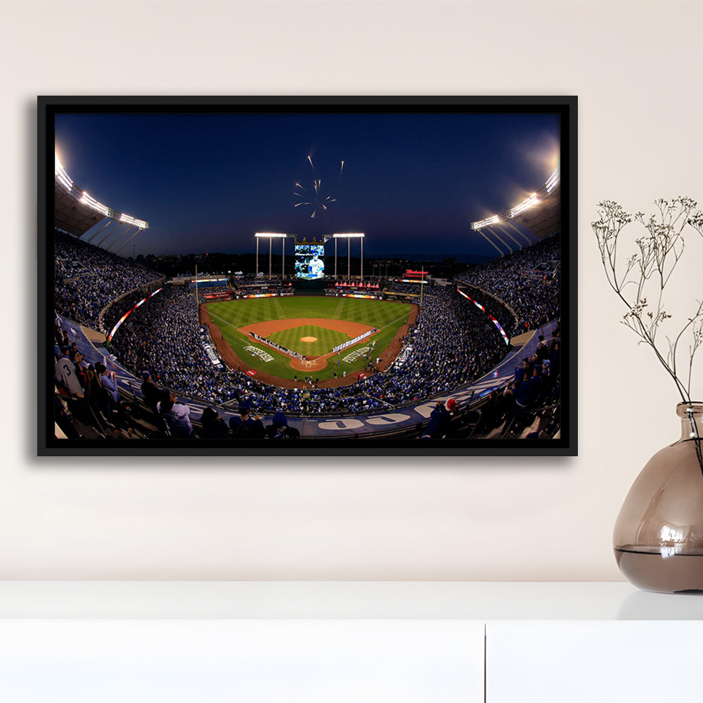 Kauffman Stadium in Missouri, Stadium Canvas, Sport Art, Framed Canvas Print Wall Art, Floating Frame