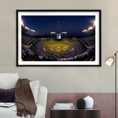 Kauffman Stadium in Missouri, Stadium Canvas, Sport Art, Gift for him, White Border Framed Art Print Wall Decor
