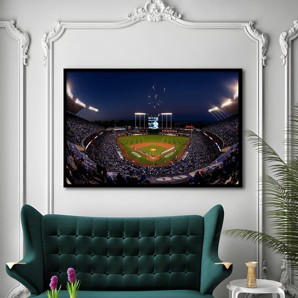 Kauffman Stadium in Missouri, Stadium Canvas, Sport Art, Gift for him, Framed Art Print Wall Decor, Picture Framed