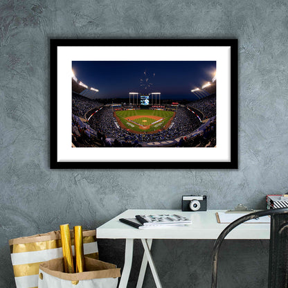 Kauffman Stadium in Missouri, Stadium Canvas, Sport Art, Gift for him, White Border Framed Art Print Wall Decor