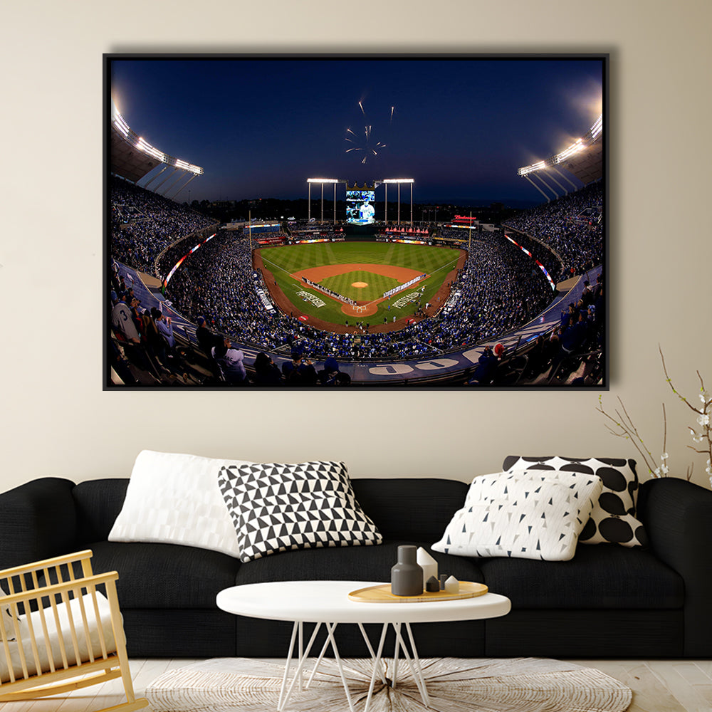 Kauffman Stadium in Missouri, Stadium Canvas, Sport Art, Framed Canvas Print Wall Art, Floating Frame