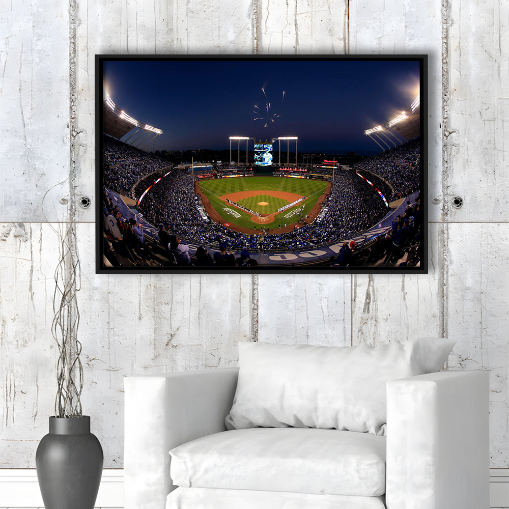 Kauffman Stadium in Missouri, Stadium Canvas, Sport Art, Framed Canvas Print Wall Art, Floating Frame