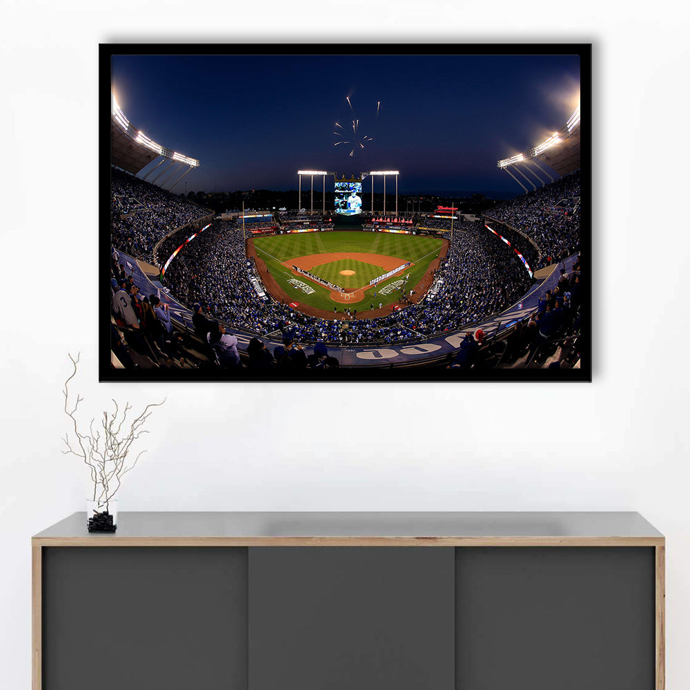 Kauffman Stadium in Missouri, Stadium Canvas, Sport Art, Gift for him, Framed Art Print Wall Decor, Picture Framed