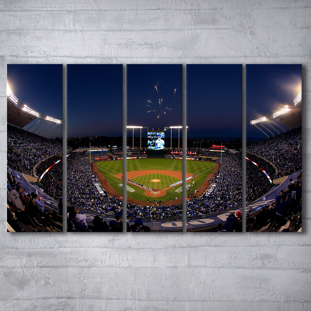 Kauffman Stadium in Missouri, Stadium Canvas, Sport Art, 5 Panel B, Extra Large Canvas, Canvas Print Wall Art