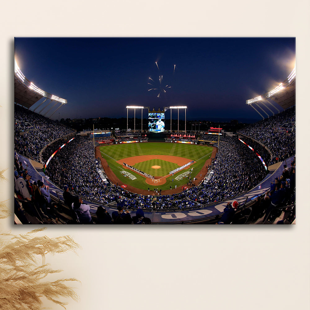 Kauffman Stadium in Missouri, Stadium Canvas, Sport Art, Gift for him, Man Cave Decor, Art Print, Canvas Print Wall Art