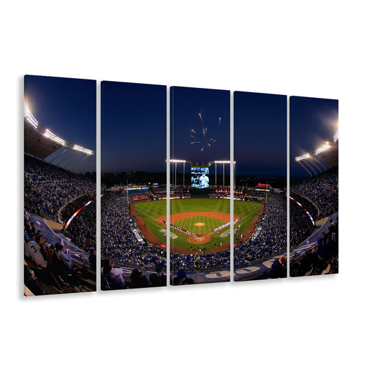 Kauffman Stadium in Missouri, Stadium Canvas, Sport Art, 5 Panel B, Extra Large Canvas, Canvas Print Wall Art