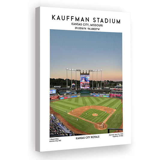 Kauffman Stadium, Kansas City Royals Baseball Stadium Wall Art Print, Canvas Prints Wall Art, Man Cave Decor