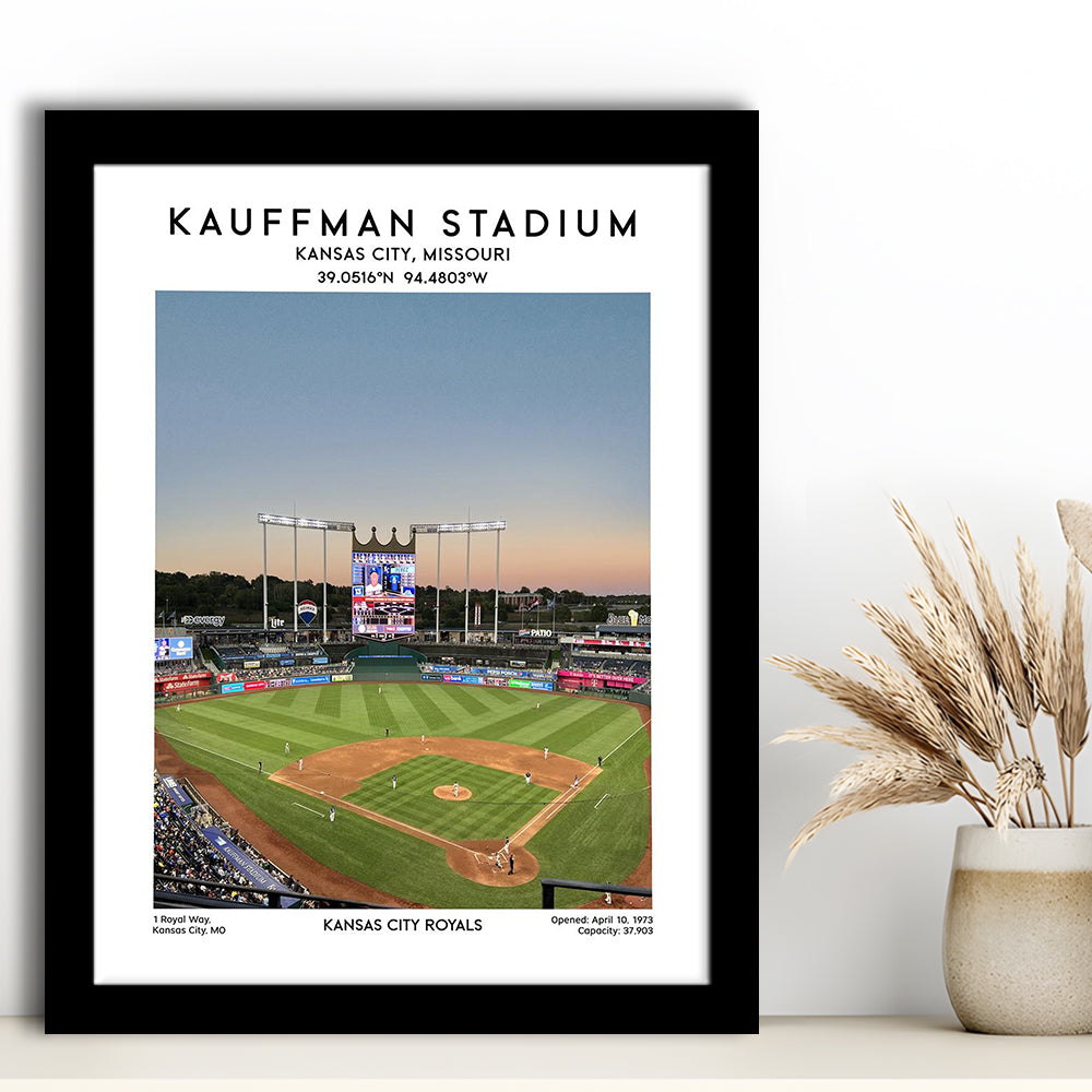 Kauffman Stadium, Kansas City Royals Baseball Stadium Wall Art Print, Framed Art Prints Wall Decor