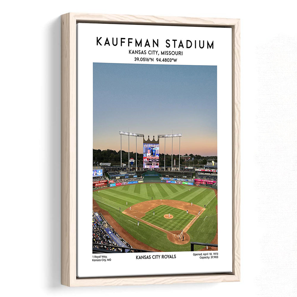 Kauffman Stadium, Kansas City Royals Baseball Stadium Wall Art Print, Framed Canvas Prints Wall Art