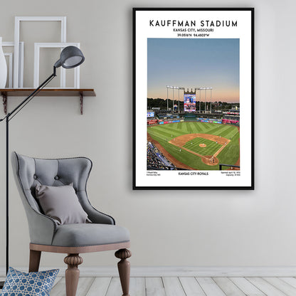 Kauffman Stadium, Kansas City Royals Baseball Stadium Wall Art Print, Framed Canvas Prints Wall Art