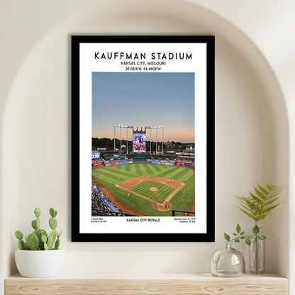 Kauffman Stadium, Kansas City Royals Baseball Stadium Wall Art Print, Framed Art Prints Wall Decor