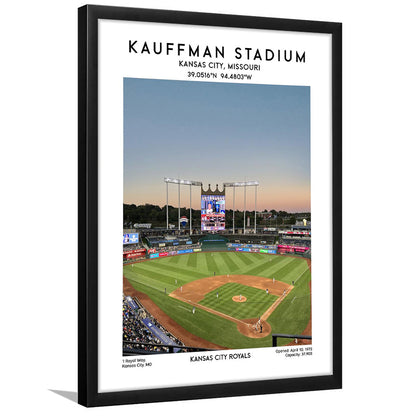 Kauffman Stadium, Kansas City Royals Baseball Stadium Wall Art Print, Framed Art Prints Wall Decor