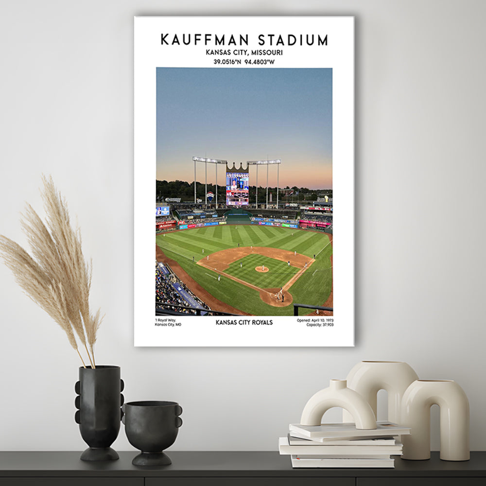 Kauffman Stadium, Kansas City Royals Baseball Stadium Wall Art Print, Canvas Prints Wall Art, Man Cave Decor