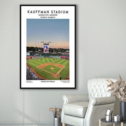 Kauffman Stadium, Kansas City Royals Baseball Stadium Wall Art Print, Framed Canvas Prints Wall Art