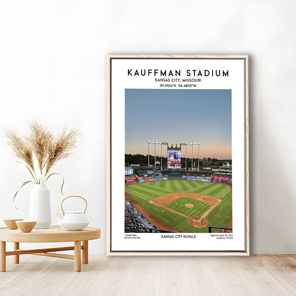 Kauffman Stadium, Kansas City Royals Baseball Stadium Wall Art Print, Framed Canvas Prints Wall Art