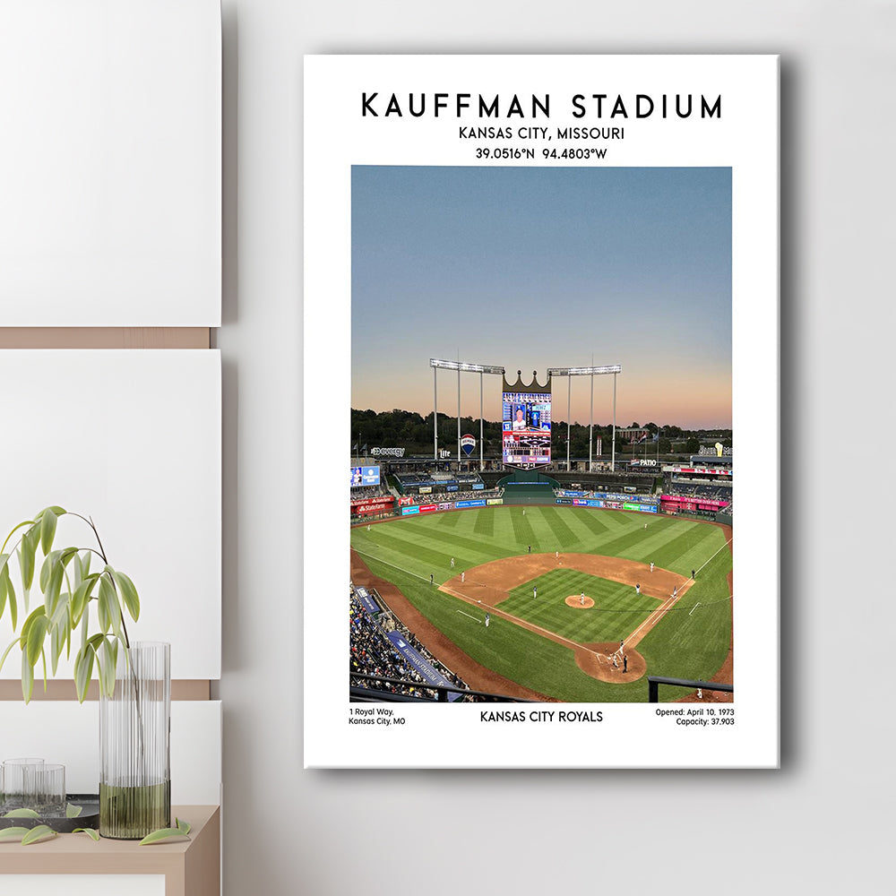 Kauffman Stadium, Kansas City Royals Baseball Stadium Wall Art Print, Canvas Prints Wall Art, Man Cave Decor