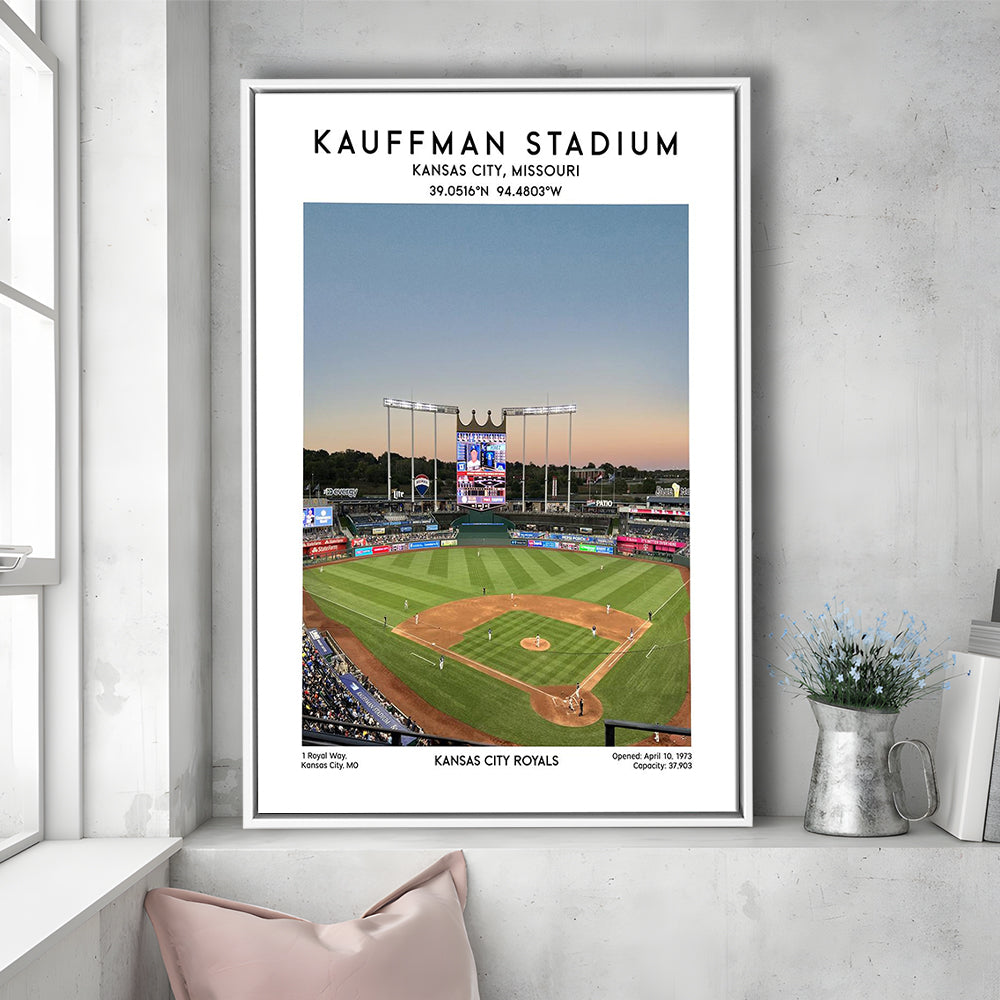 Kauffman Stadium, Kansas City Royals Baseball Stadium Wall Art Print, Framed Canvas Prints Wall Art