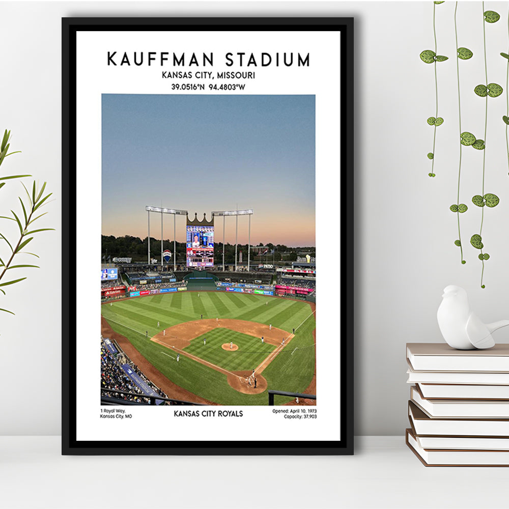 Kauffman Stadium, Kansas City Royals Baseball Stadium Wall Art Print, Framed Canvas Prints Wall Art