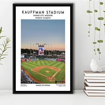 Kauffman Stadium, Kansas City Royals Baseball Stadium Wall Art Print, Framed Canvas Prints Wall Art