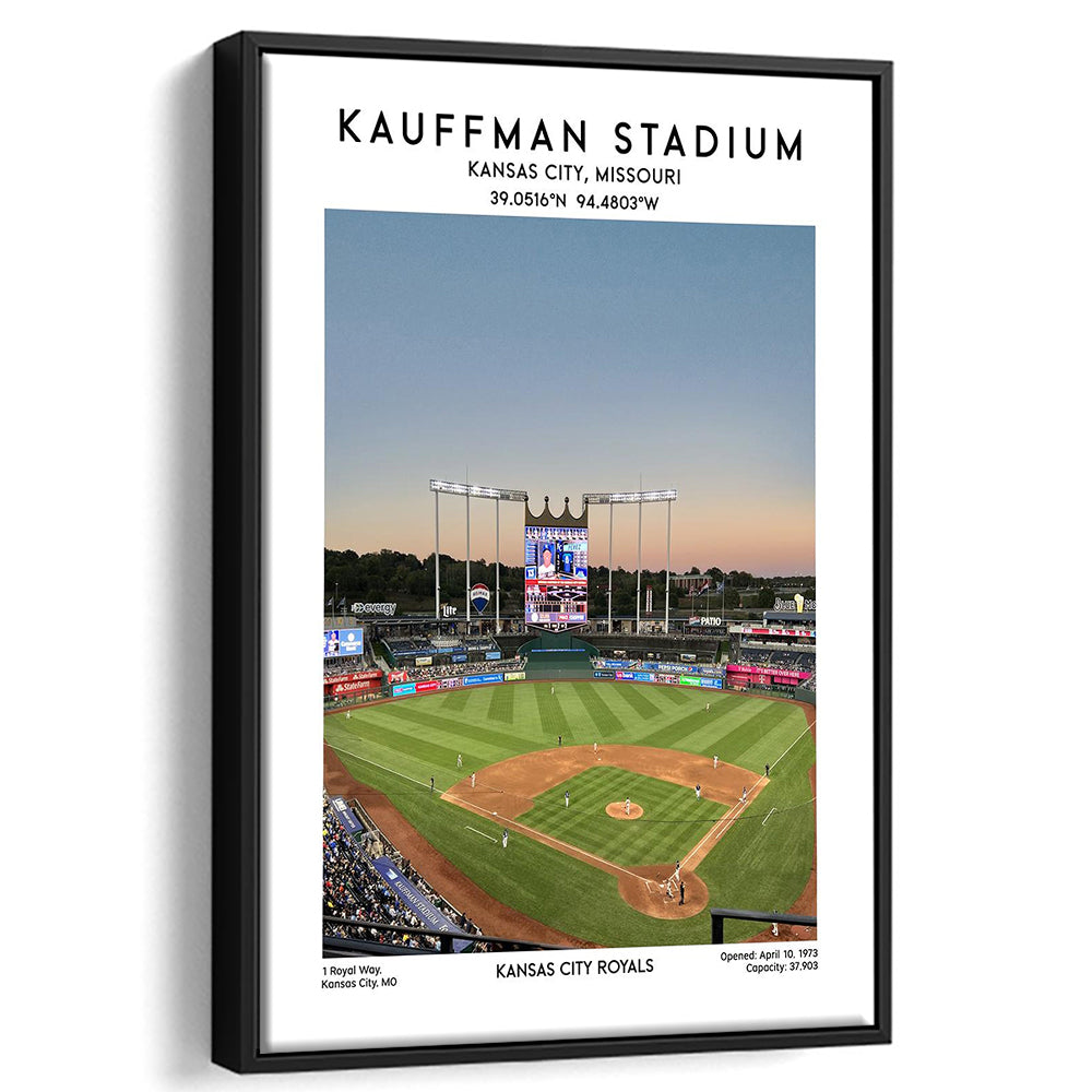 Kauffman Stadium, Kansas City Royals Baseball Stadium Wall Art Print, Framed Canvas Prints Wall Art
