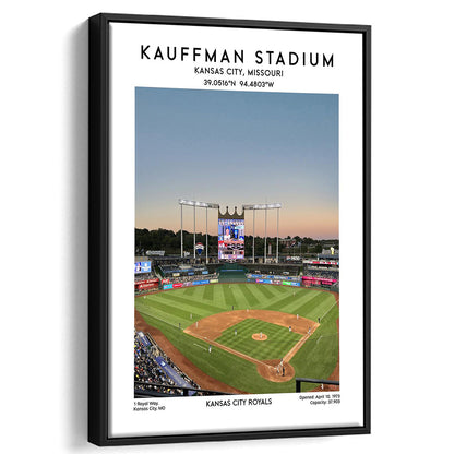 Kauffman Stadium, Kansas City Royals Baseball Stadium Wall Art Print, Framed Canvas Prints Wall Art