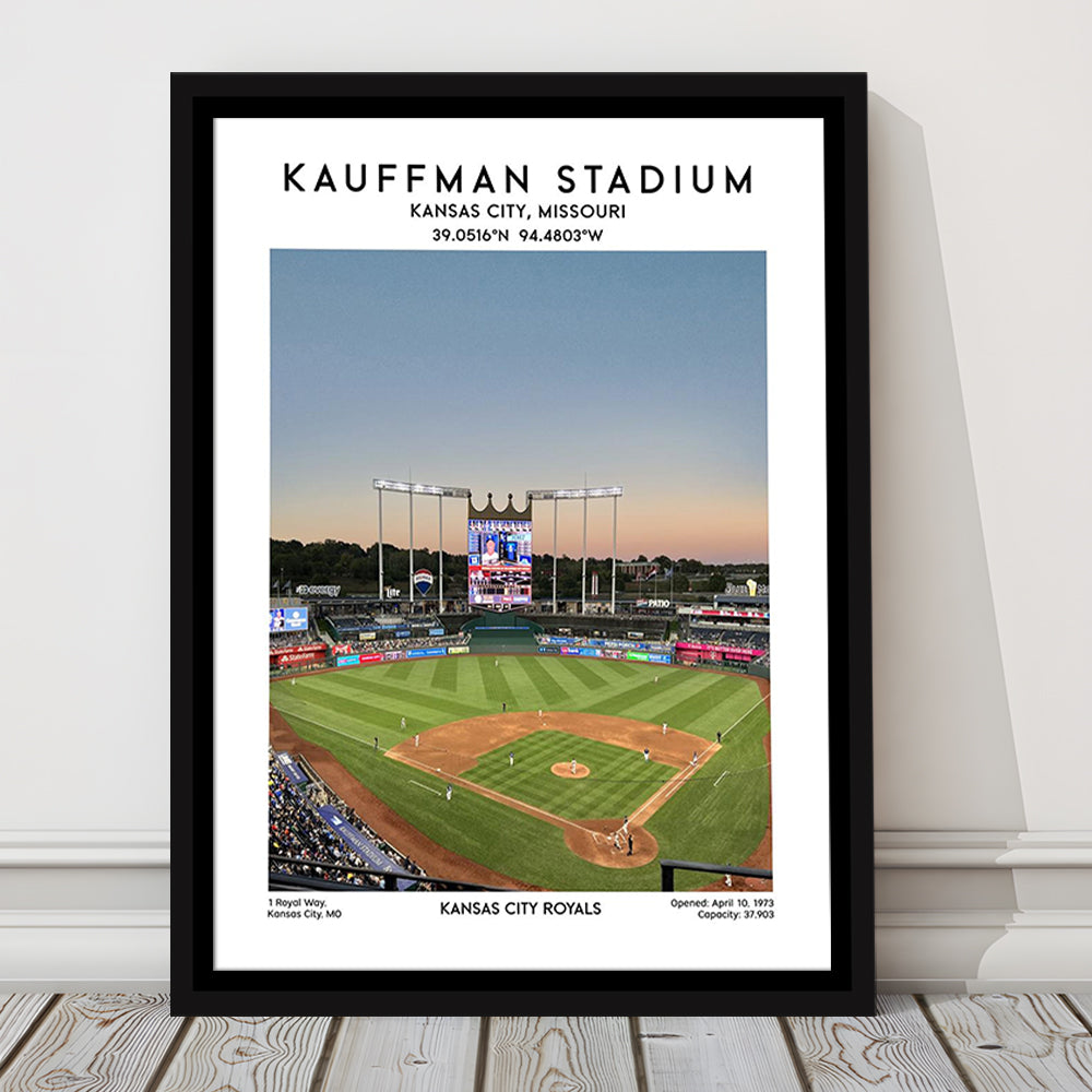 Kauffman Stadium, Kansas City Royals Baseball Stadium Wall Art Print, Framed Canvas Prints Wall Art