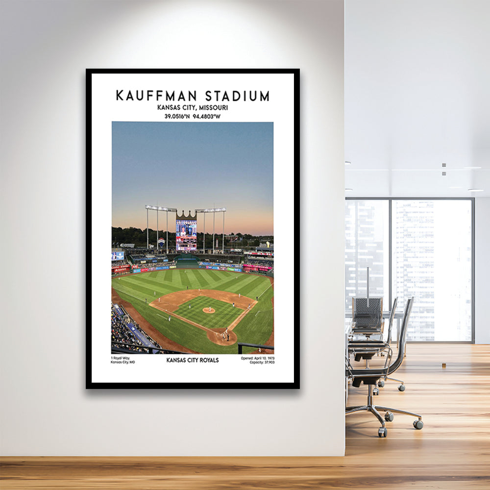 Kauffman Stadium, Kansas City Royals Baseball Stadium Wall Art Print, Framed Art Prints Wall Decor
