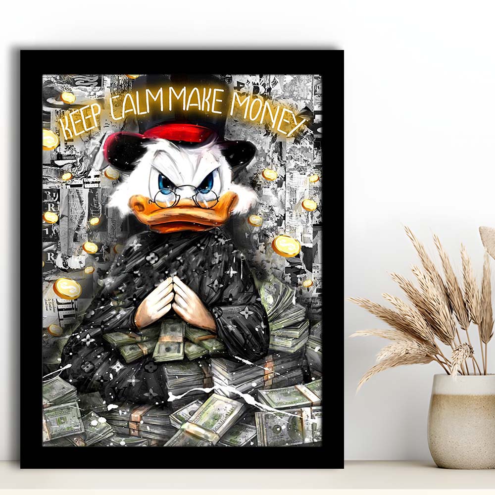 Keep Calm Make Money, Neon Sign Effect, Framed Art Print, Picture Framed Wall Art Decor