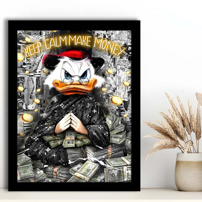 Keep Calm Make Money, Neon Sign Effect, Framed Art Print, Picture Framed Wall Art Decor
