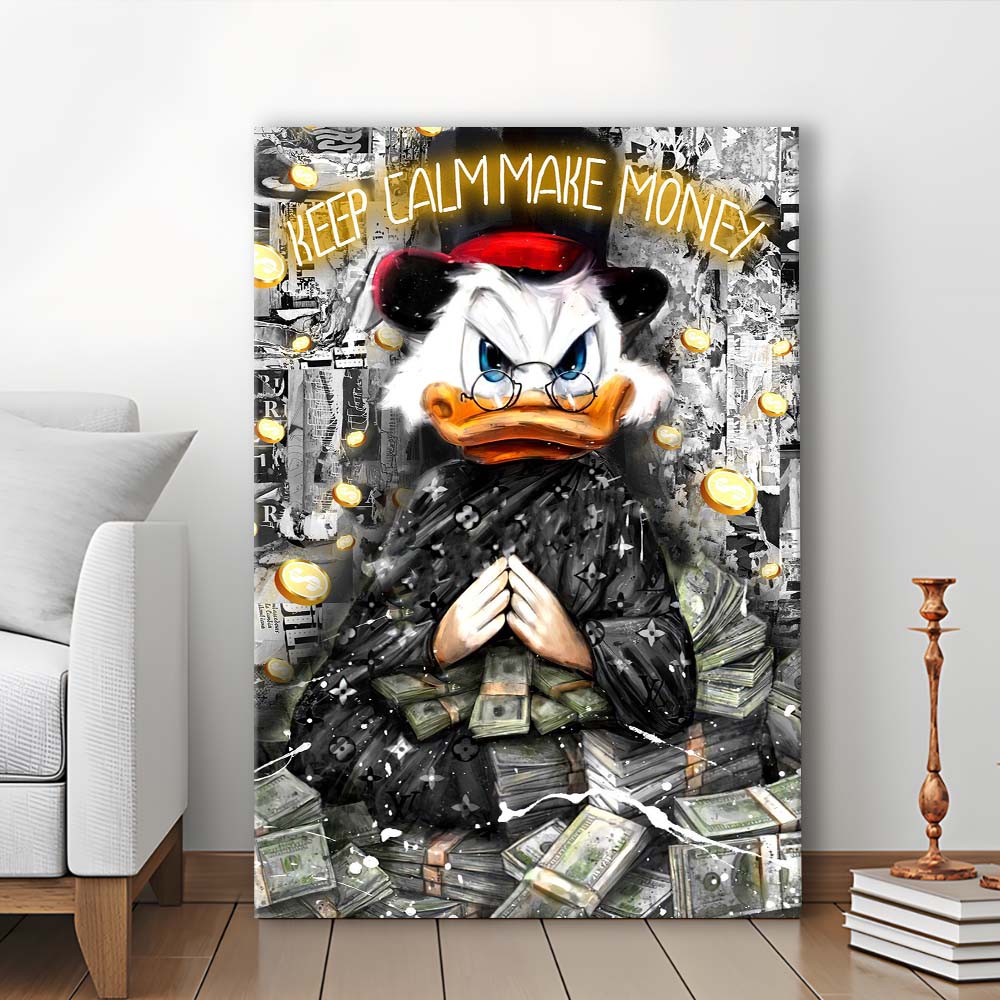 Keep Calm Make Money, Neon Sign Effect, Canvas Print, Luxury Wall Art Decor, Modern Art