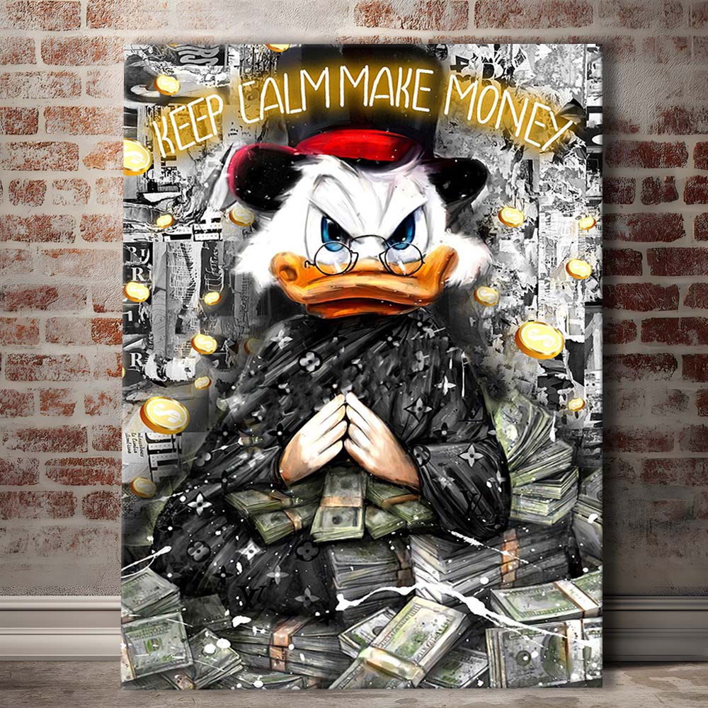 Keep Calm Make Money, Neon Sign Effect, Canvas Print, Luxury Wall Art Decor, Modern Art