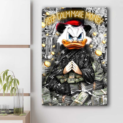 Keep Calm Make Money, Neon Sign Effect, Canvas Print, Luxury Wall Art Decor, Modern Art