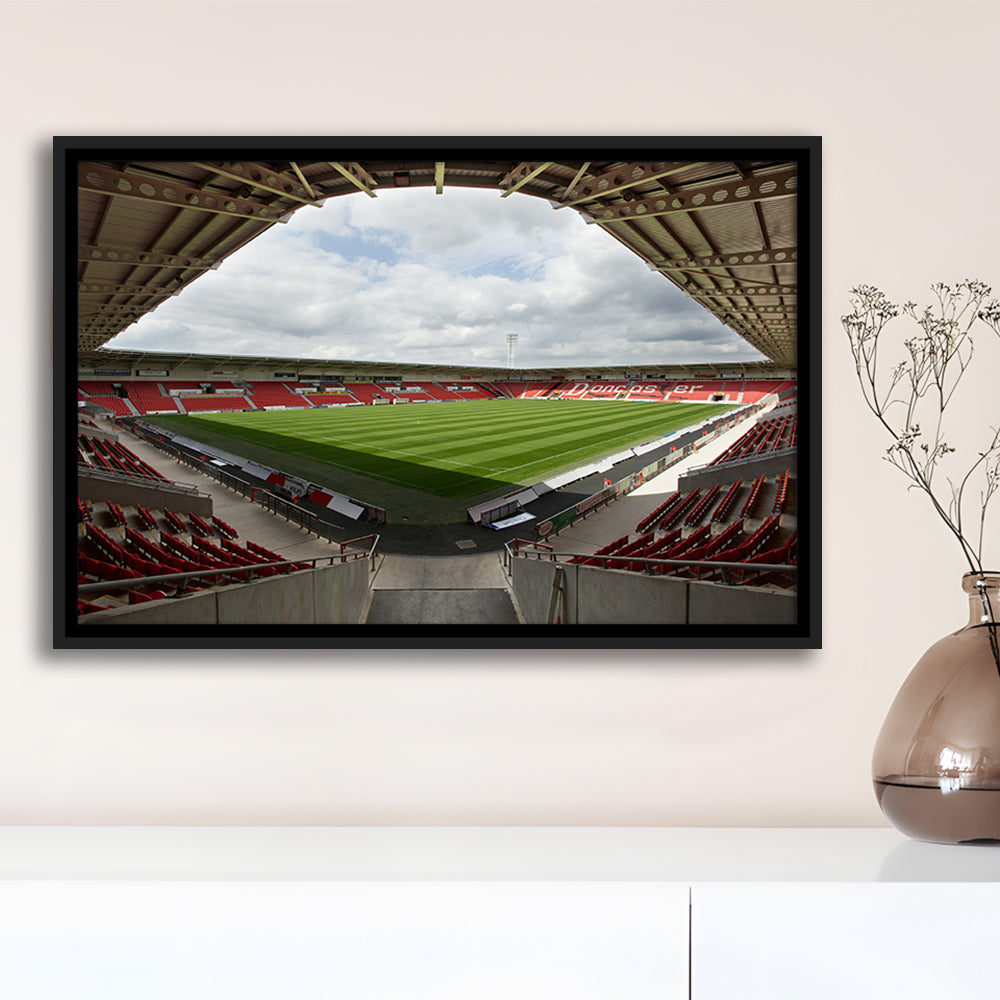 Keepmoat Stadium, Stadium Canvas, Sport Art, Framed Canvas Print Wall Art, Floating Frame